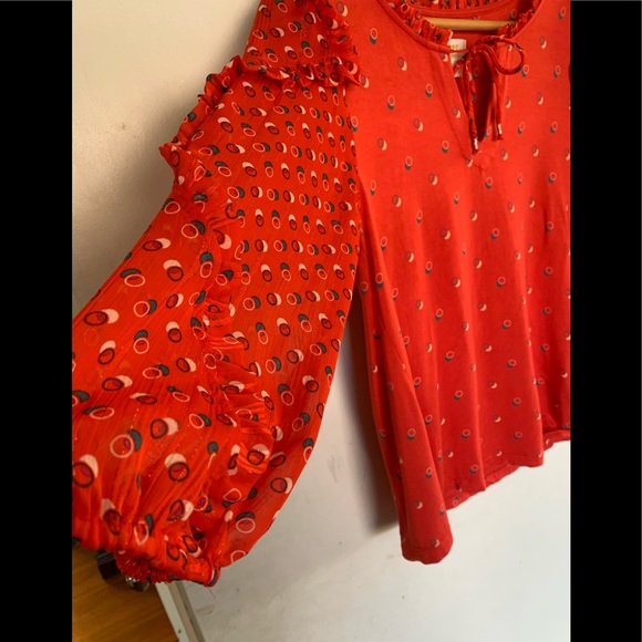 ANTHROPOLOGIE Maeve Polka Dot Balloon Sleeve Top - Picture 6 of 12